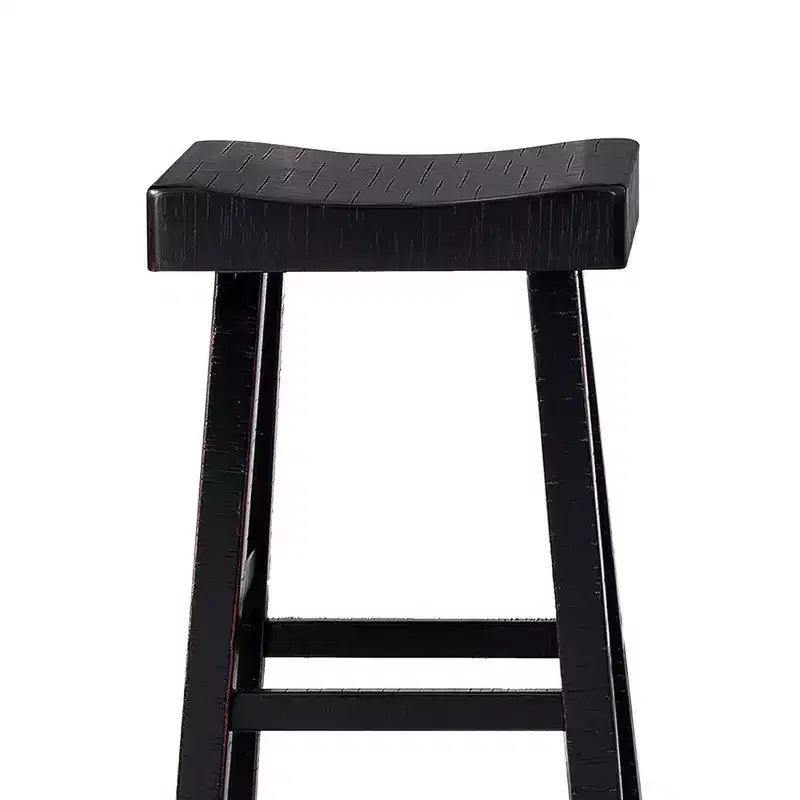 Royal Hampton – Lot de 2 tabourets de bar, assise en selle, bois massif noir style ferme