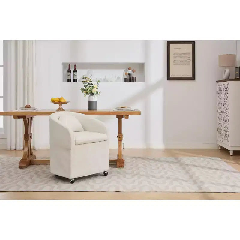 Okak Lot de 2 chaises de salle à manger modernes, chaises de salle à manger confortables en chenille avec roulettes universelles et coussins épais, chaises d'appoint de cuisine rembourrées