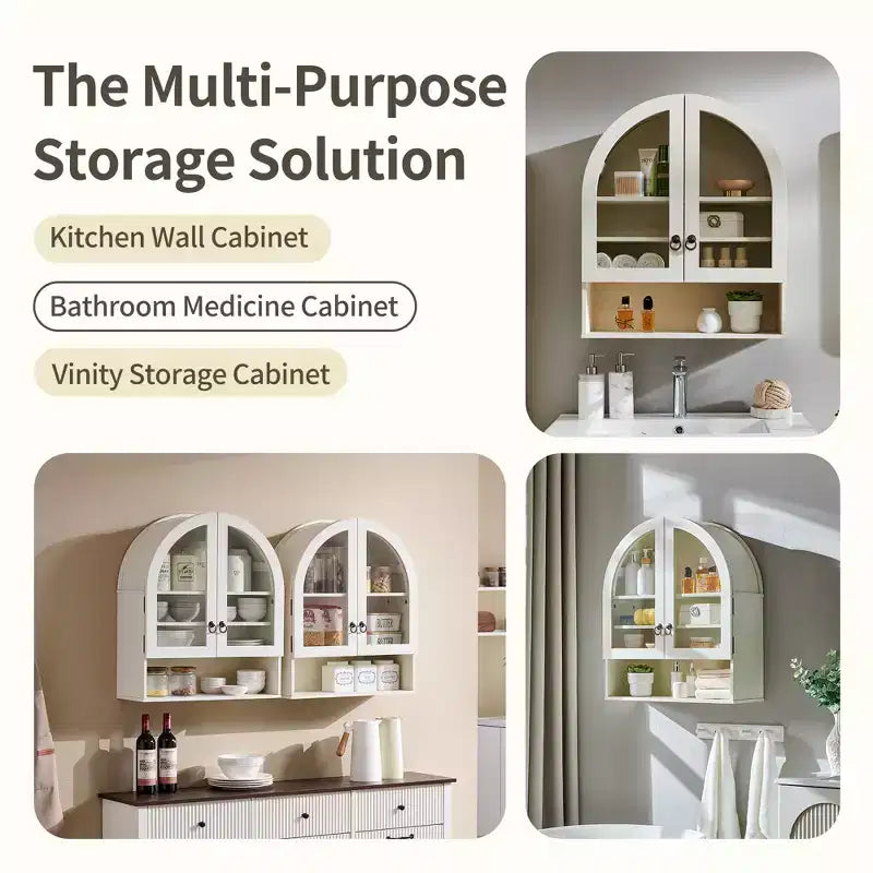 Armoire de salle de bain murale cintrée avec tiroir, 28 pouces, armoire à pharmacie moderne avec étagères réglables, rangement au-dessus des toilettes