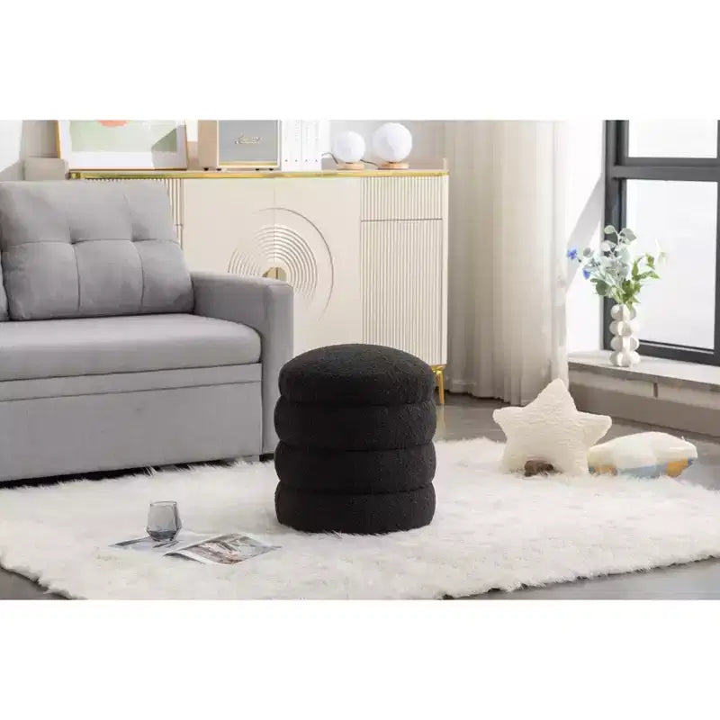 Okak Ottoman Rond Moderne Banc Tabouret de Coiffeuse Chaise Rembourrée en Velours Doux Tabouret Repose-Pieds pour Canapé Salon Chambre Entrée