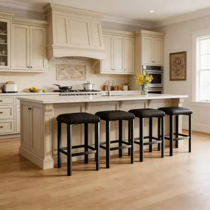 24 tabourets de bar avec revêtement en cuir PU de 5 cm d'épaisseur pour îlot de cuisine, comptoir de bar