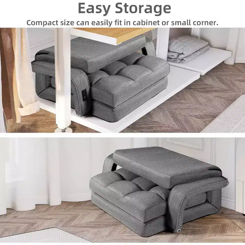 TYBOATLE Canapé-lit pliant avec USB, chaise de couchage convertible avec dossier réglable sur 5 positions, petit canapé confortable pour chambre à coucher, appartement, dortoir Gris