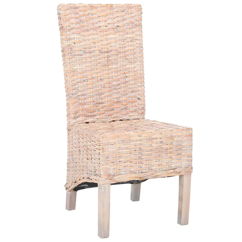 Lot de 2 chaises de salle à manger en osier naturel L 48 cm x P 56 cm x H 104 cm, style bohème côtier