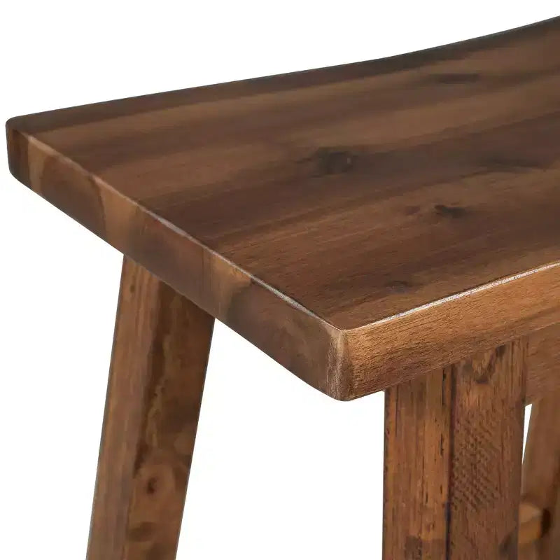 Tabourets de cuisine rustiques Whisen de style campagnard, lot de 2, chaises de cuisine en bois hauteur comptoir - Noyer