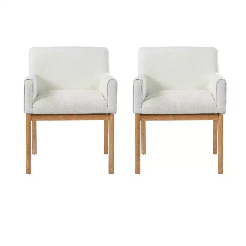 Christopher Knight Home Laure, chaises de salle à manger modernes en bois d'hévéa et tissu avec accoudoirs (lot de 2)
