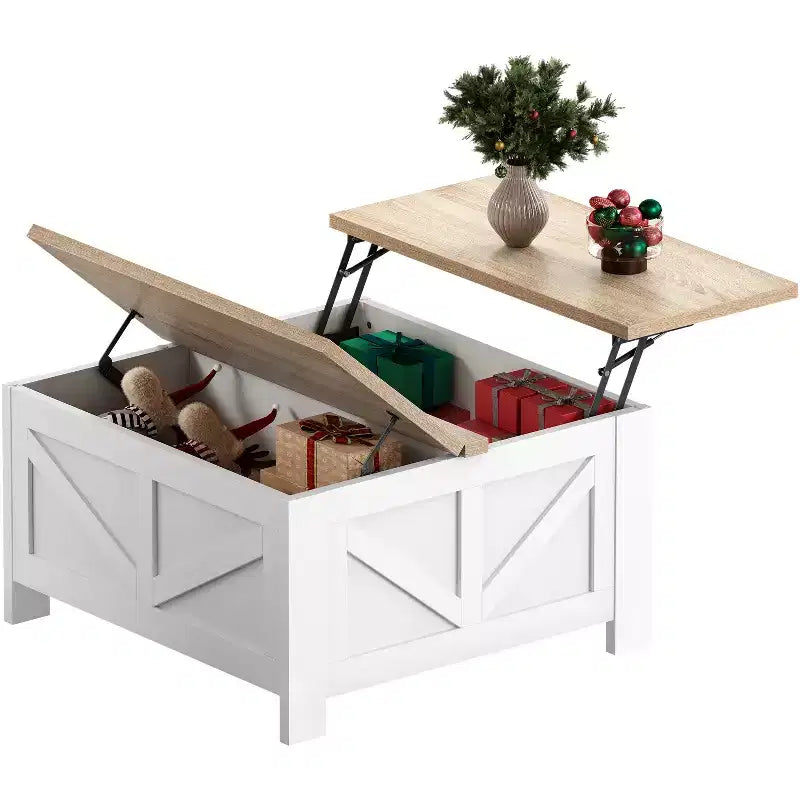 Table basse relevable en bois Yaheetech avec compartiments cachés pour salon ou réception
