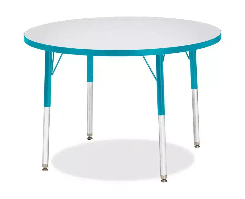 Table ronde Jonti-Craft Berries à hauteur adulte avec bord coloré (36 x 36) en bleu