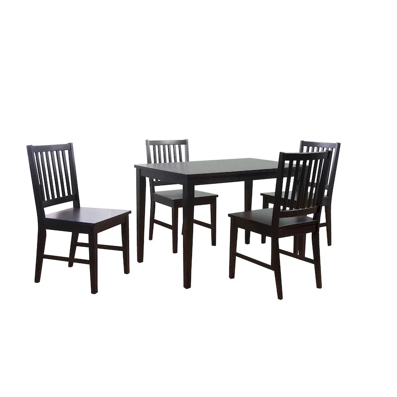 Lot de 4 chaises de salle à manger à dossier à lattes en bois massif, cadre robuste, design classique, montage facile