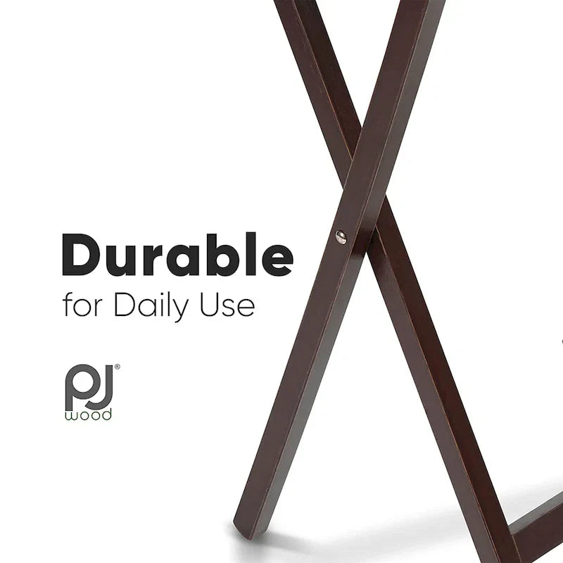 Tables de service pliantes pour télévision PJ Wood avec support de rangement compact, expresso, ensemble de 5 pièces - 36.38