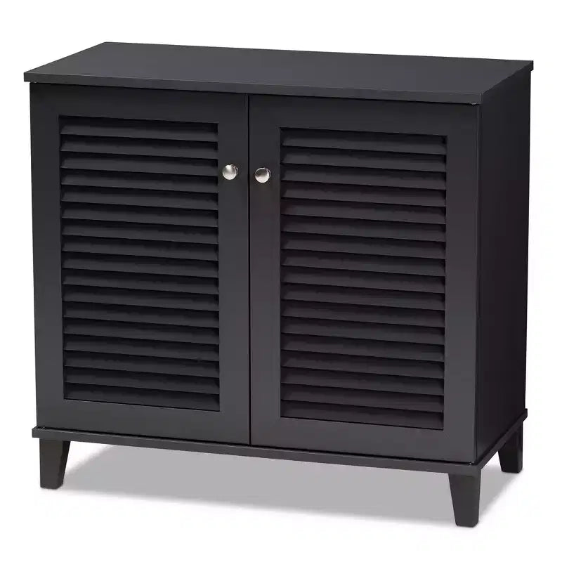 Meuble de rangement pour chaussures en bois, collection Coolidge, finition gris foncé - Baxton Studio : MDF composite, organiseur 12 paires, autoportant