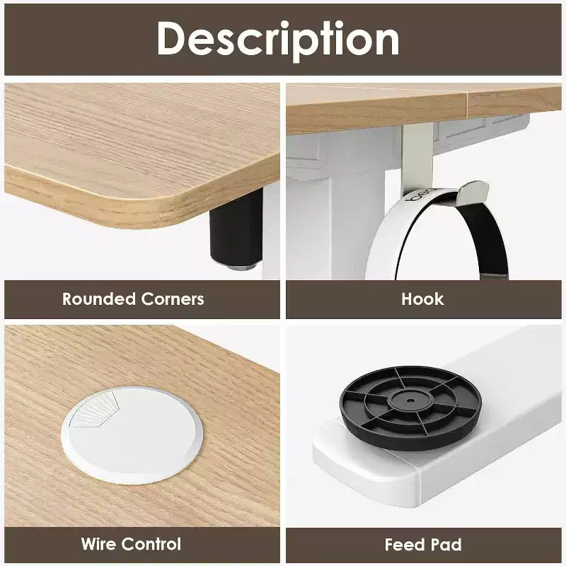 PexFix Bureau assis-debout électrique 55 x 24 avec plateau Nature, hauteur réglable, pour ordinateur, pour la maison ou le bureau, avec plateau assemblé