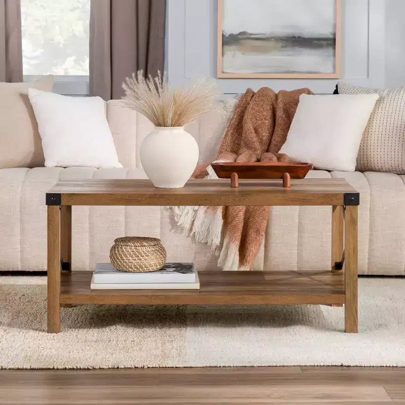 Table basse Sophie Rustic Industrial à piètement X - Saracina Home