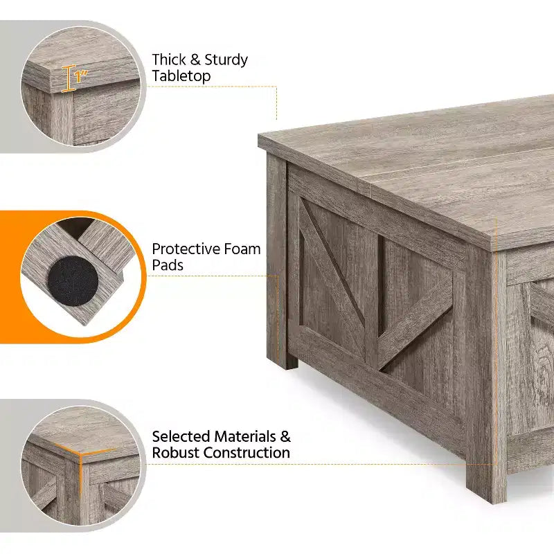 Table basse relevable en bois Yaheetech avec compartiments cachés pour salon ou réception