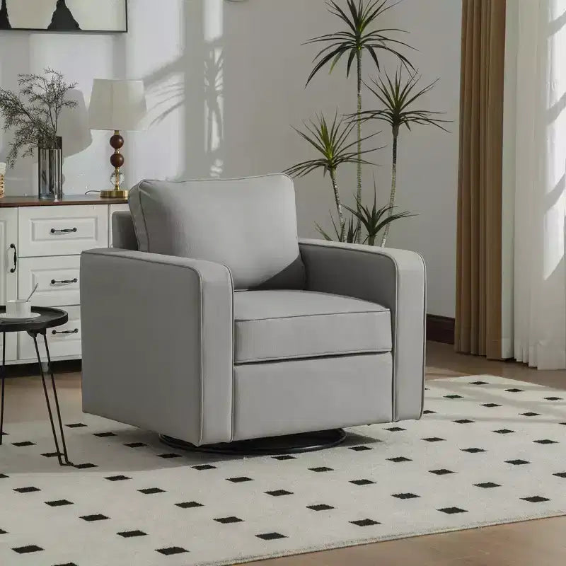 Fauteuil pivotant à 360° avec rangement dissimulé, fauteuil club une place avec oreiller pour salon, chambre, salle de lecture - ModernLuxe