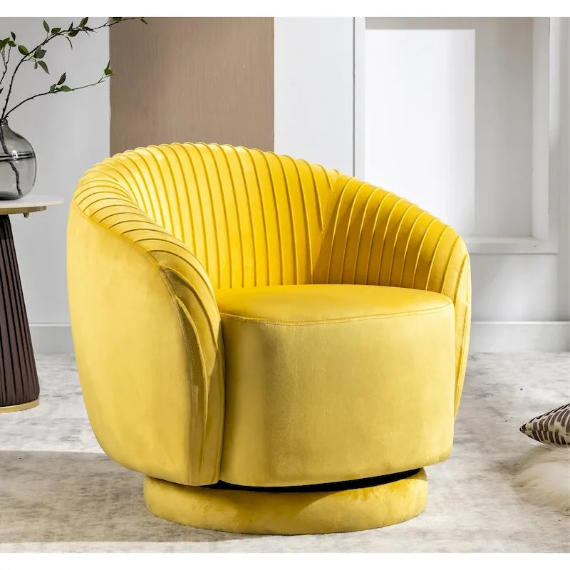 Petit fauteuil pivotant rond en velours Milvo