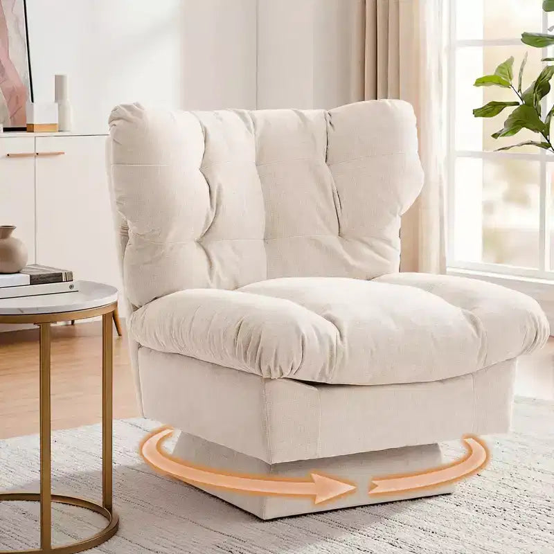 Fauteuil pivotant d'appoint moderne - Fauteuil de lecture confortable en chenille rembourré avec coussin épais, fauteuil club décoratif pour salon, chambre à coucher, bureau