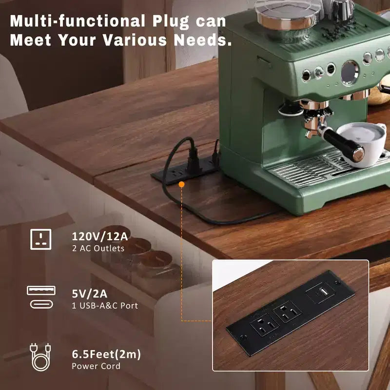 Îlot de cuisine de ferme Whisen 55.5 avec abattant, porte coulissante et station de recharge, design roulant