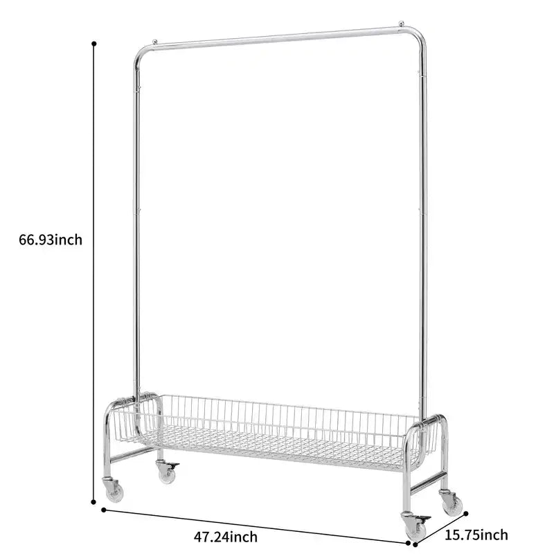 VIYET 67 800LBS Portant à vêtements avec panier de rangement, portant à vêtements roulant en fer robuste (2 pièces/carton, cintre pliable portable)