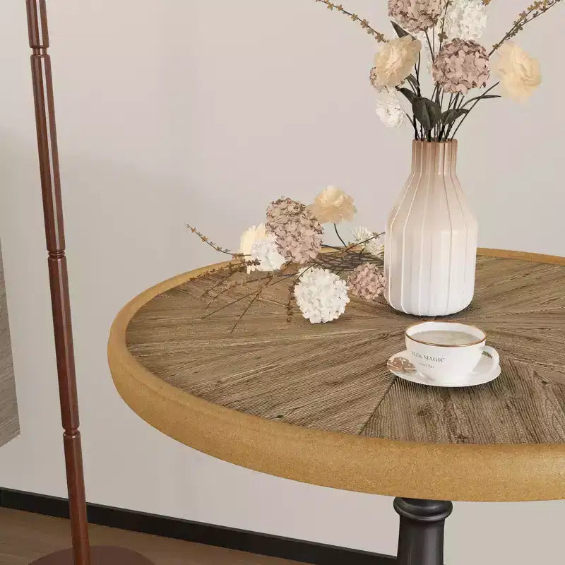 Table d'appoint en bois, Table d'appoint rétro, Table d'appoint de café décorative de style campagnard français, Petite table basse ronde moderne