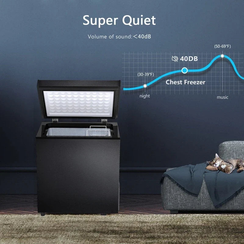 Congélateur coffre de 51 L avec panier amovible, drain inférieur, thermostat à 7 niveaux, conception autonome pour la maison et l'appartement
