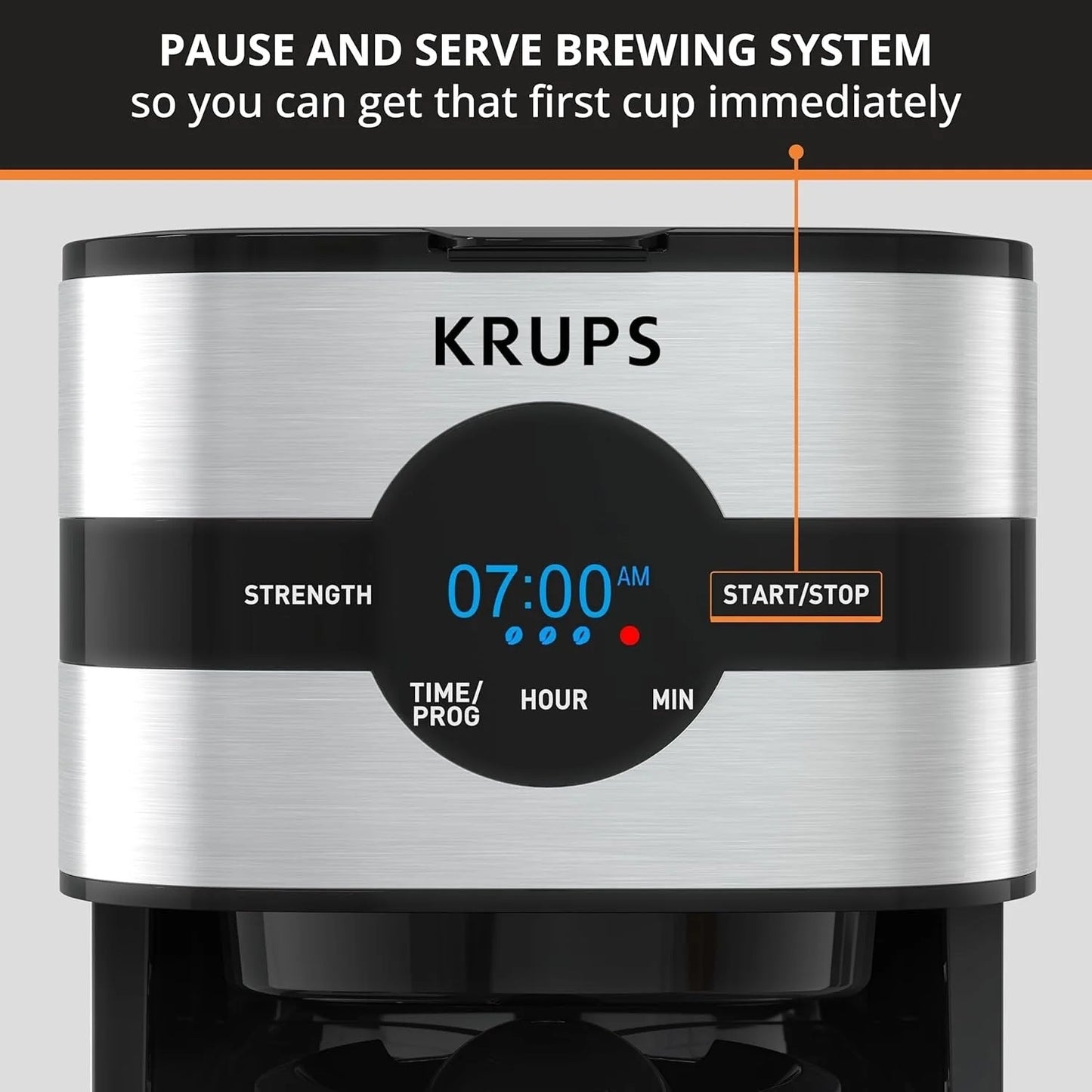 Cafetière numérique 10 tasses, acier inoxydable noir, programmation de l'infusion, pause et service automatiques