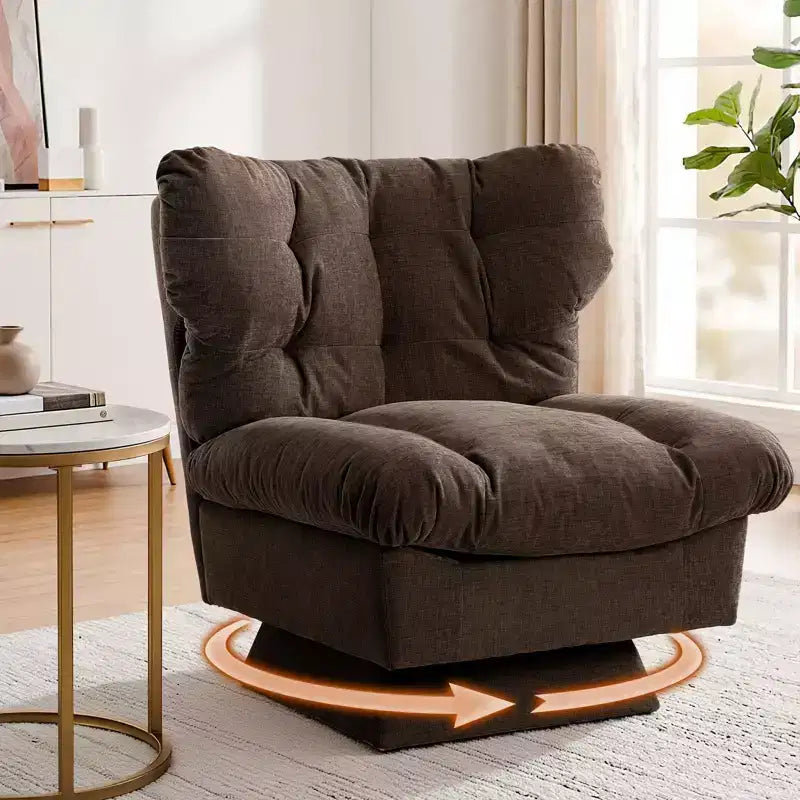 Fauteuil pivotant d'appoint moderne - Fauteuil de lecture confortable en chenille rembourré avec coussin épais, fauteuil club décoratif pour salon, chambre à coucher, bureau
