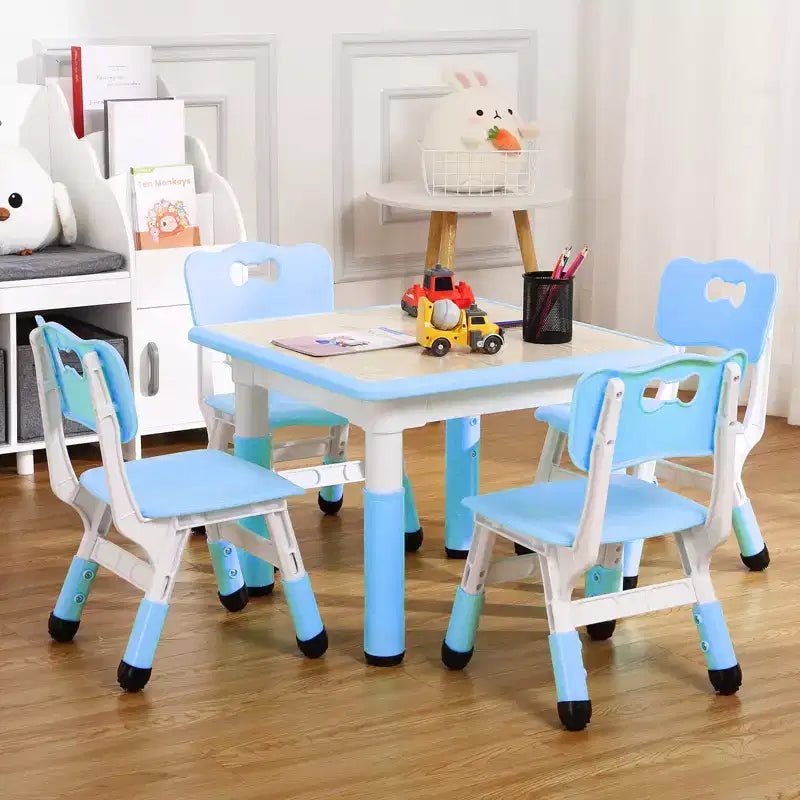 Ensemble Table et Chaises pour Enfants, Bureau Réglable en Hauteur pour Enfants de 2 à 10 Ans, Table d'Activités Manuelles, Pieds Antidérapants, pour Salles de Classe et Garderies