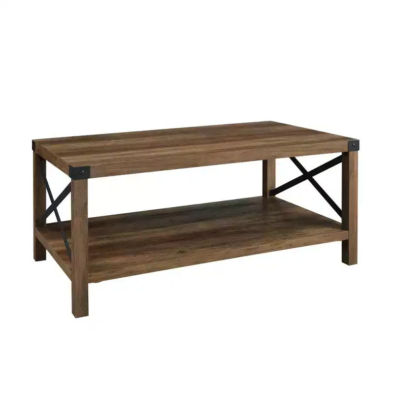 Table basse Sophie Rustic Industrial à piètement X - Saracina Home