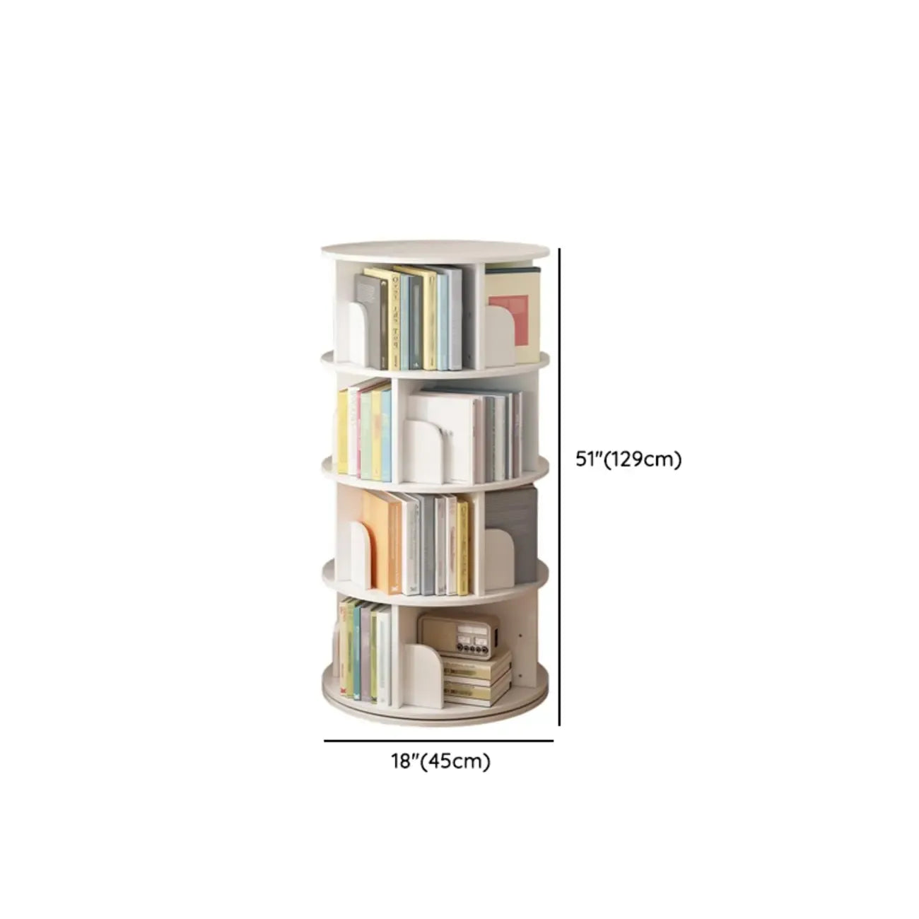 Bibliothèque cylindrique en bois brun à dos ouvert et rotative