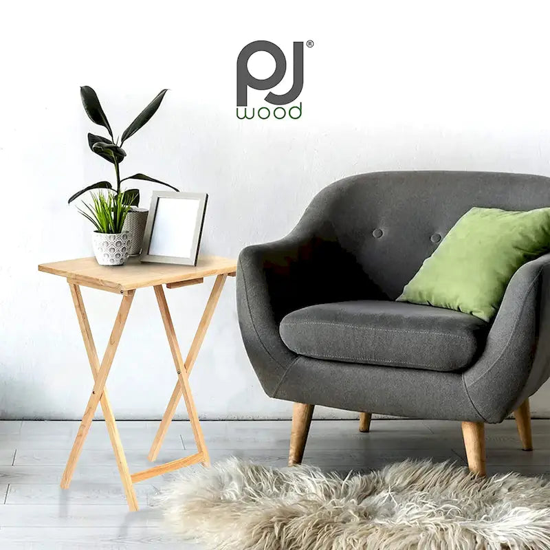 Tables de service pliantes pour télévision PJ Wood avec support de rangement compact, expresso, ensemble de 5 pièces - 36.38