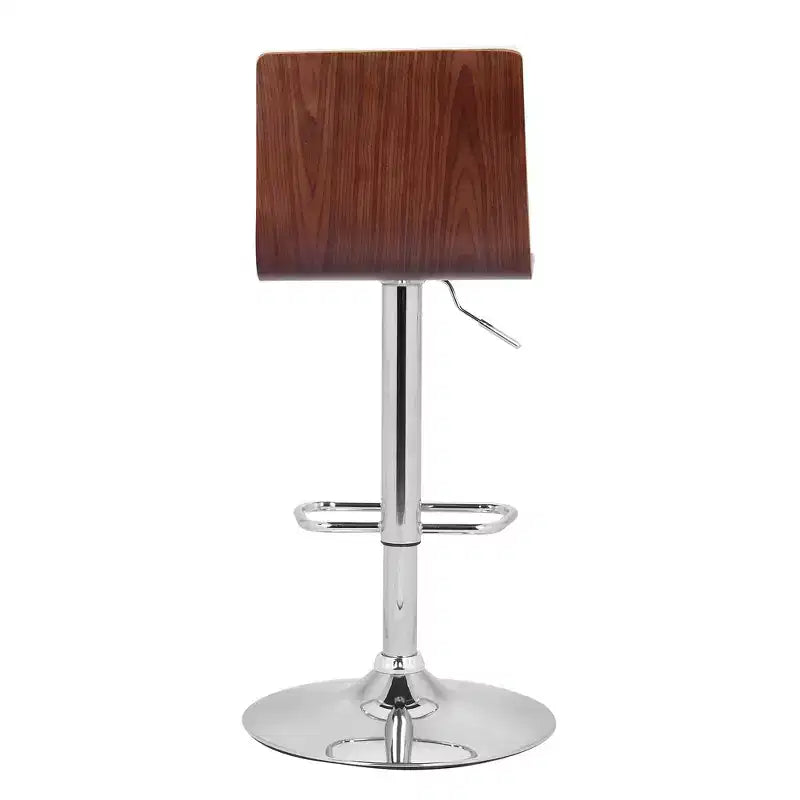 Tabouret de bar réglable pivotant GDFStudio Linton en similicuir et chrome avec accent en bois de noyer