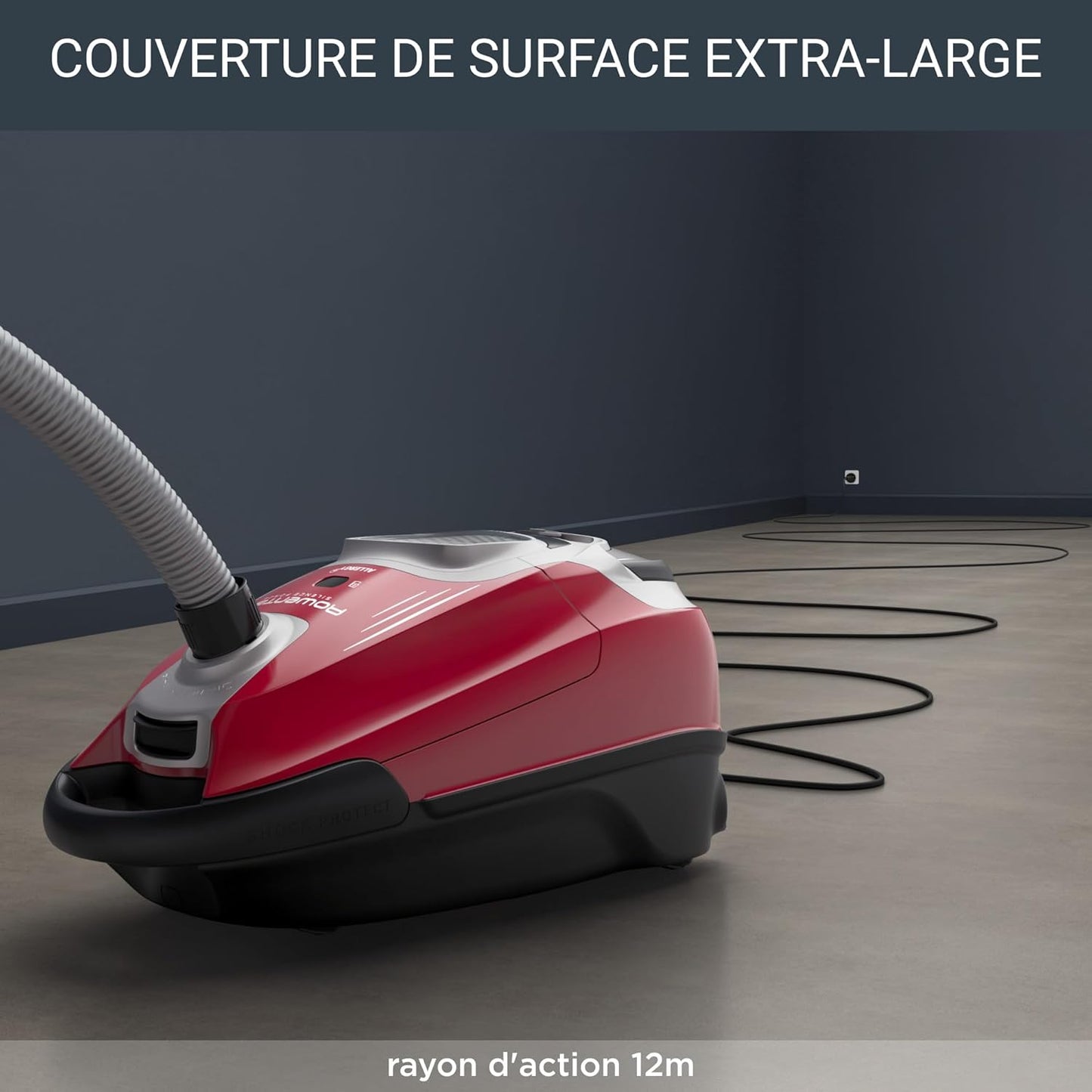 Rowenta Silence Force Effitech Aspirateur avec Sac, Basse Conso, Silencieux 57 DB(A), Filtration Haute efficacité, Rayon d'action 12 m, 4,5L RO7474EA, Rouge Tanin