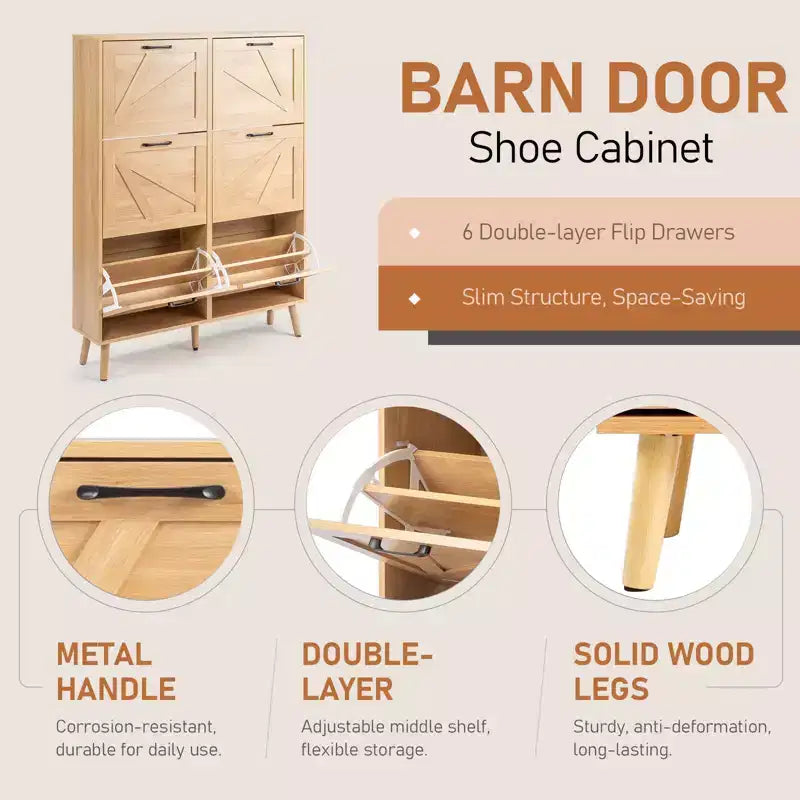 Meuble à chaussures Karl Home en bois à 6 tiroirs basculants