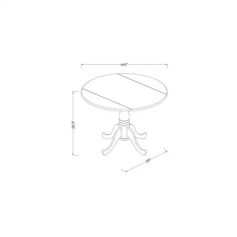 Ensemble de salle à manger rond HomeStock - Petite table à manger et quatre chaises de dînette, Acajou