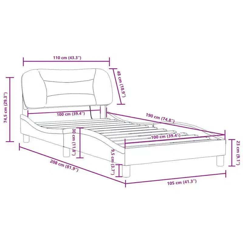 vidaXL Cadre de lit noir taille double avec tête de lit en mousse et bande lumineuse LED - Revêtement en similicuir contemporain - Meubles de chambre à coucher