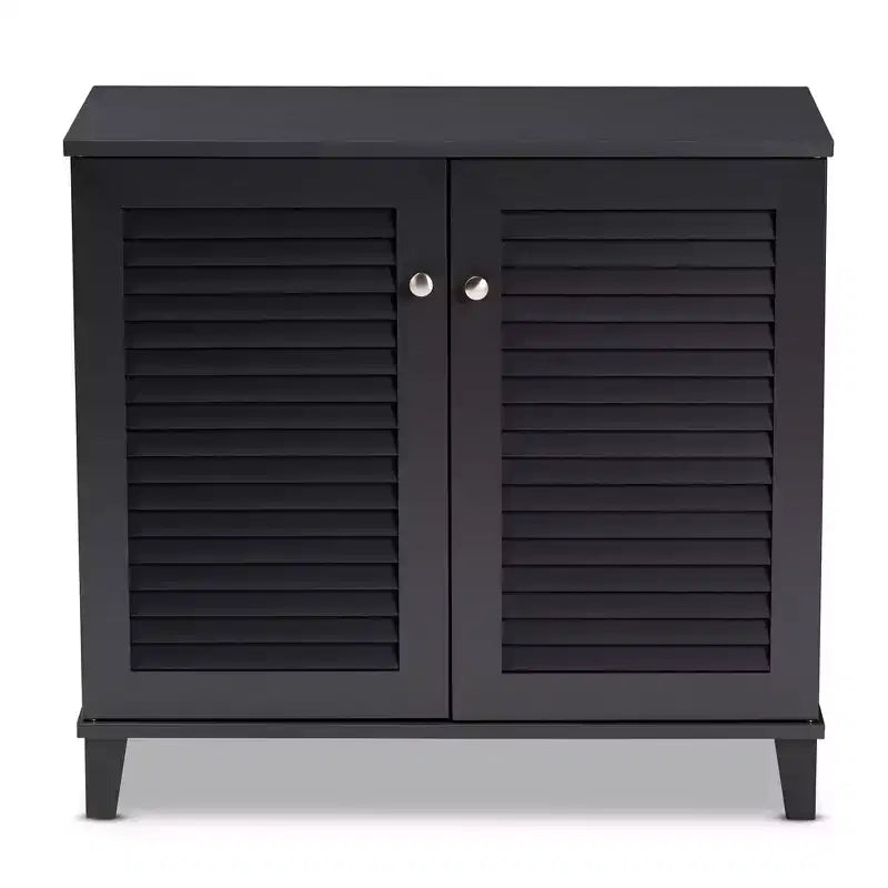 Meuble de rangement pour chaussures en bois, collection Coolidge, finition gris foncé - Baxton Studio : MDF composite, organiseur 12 paires, autoportant