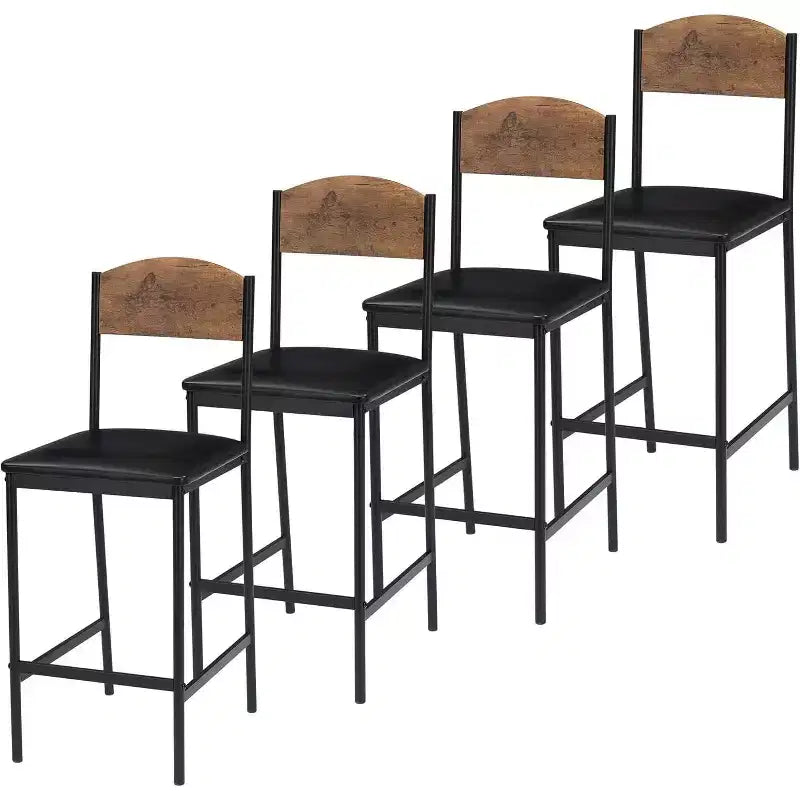 Tabourets de bar TROPOW, lot de 2-4 tabourets de bar rembourrés en PU, tabourets de bar modernes de 64 cm avec dossier et repose-pieds, chaises de salle à manger
