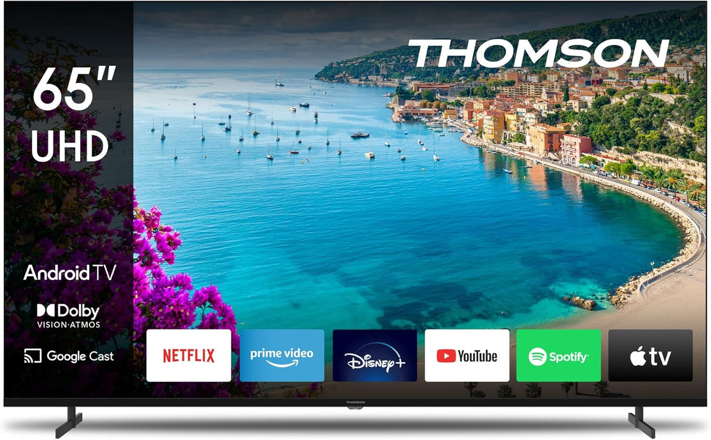 THOMSON 55 Pouces (139 cm) 4K Ultra HD Smart Android TV, Google Assistant, Wi-FI, Dolby Digital, Bluetooth, Triple-Tuner (Câble/Satellite/Antenne), HDMI, CI+, A+ Panneau – 55UA5S13 [Classe énergétique E]