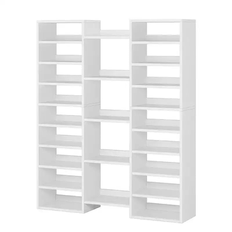 MAYEERTY Grand range-chaussures blanc à 14 niveaux et 23 étagères, organiseur de chaussures vertical d'une capacité de 46 paires pour petits espaces