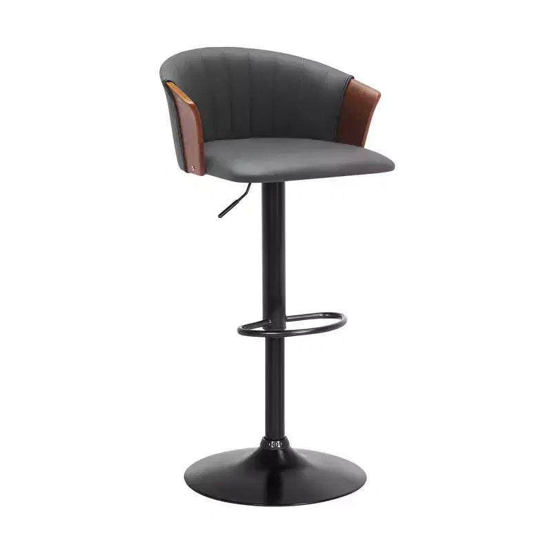 Chaise de bar pivotante réglable en hauteur HomeRoots en similicuir gris et noir avec structure en métal
