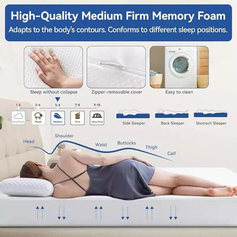 Dyonery matelas en mousse à mémoire de forme multi-tailles de 8/10 pouces d'épaisseur, housse Tencel, thé vert/gel rafraîchissant de qualité supérieure, emballé sous vide, matelas pour un sommeil profond, blanc