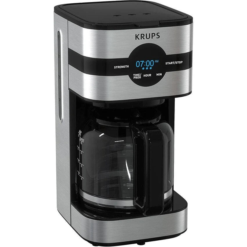 Cafetière numérique 10 tasses, acier inoxydable noir, programmation de l'infusion, pause et service automatiques