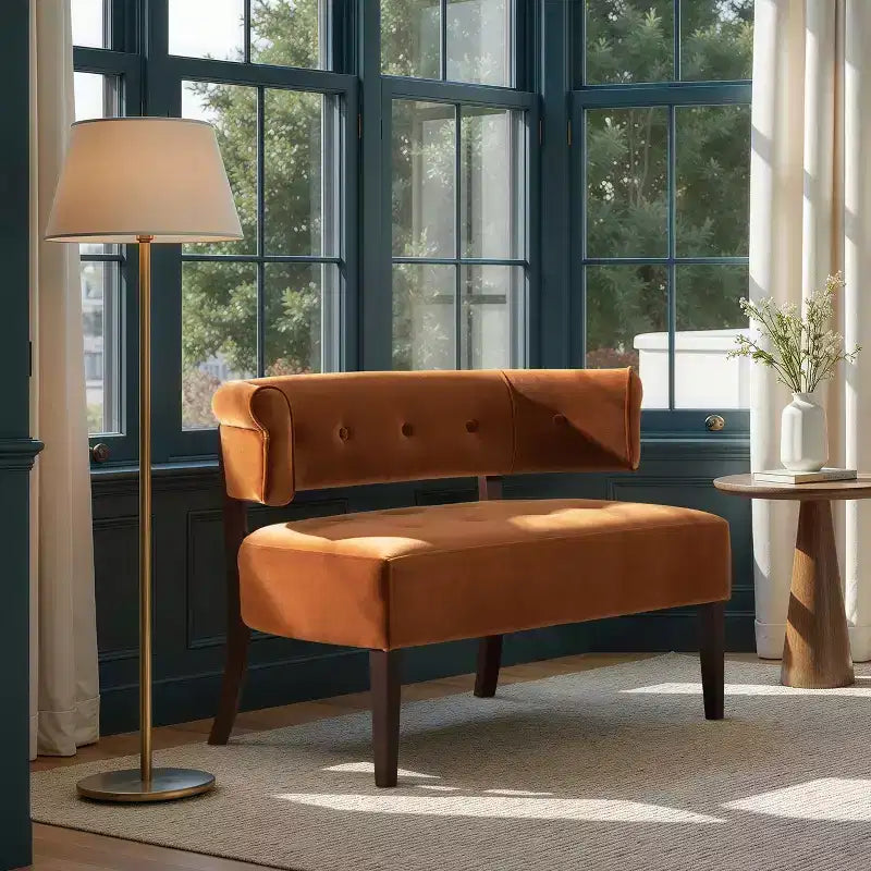 Banc causeuse capitonné avec accoudoirs Jared Jennifer Taylor Home