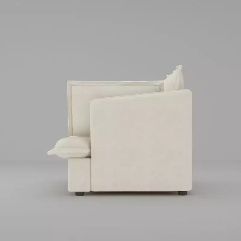 Fauteuil simple rembourré blanc Famapy, meuble de salon confortable avec coussins moelleux en coton
