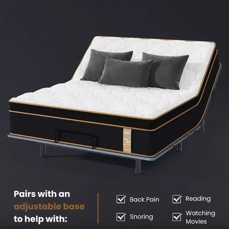 10 matelas hybrides King Plush avec ressorts ensachés et mousse à mémoire de forme au gel, sans fibre de verre
