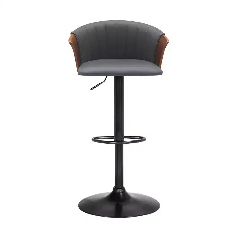 Chaise de bar pivotante réglable en hauteur HomeRoots en similicuir gris et noir avec structure en métal