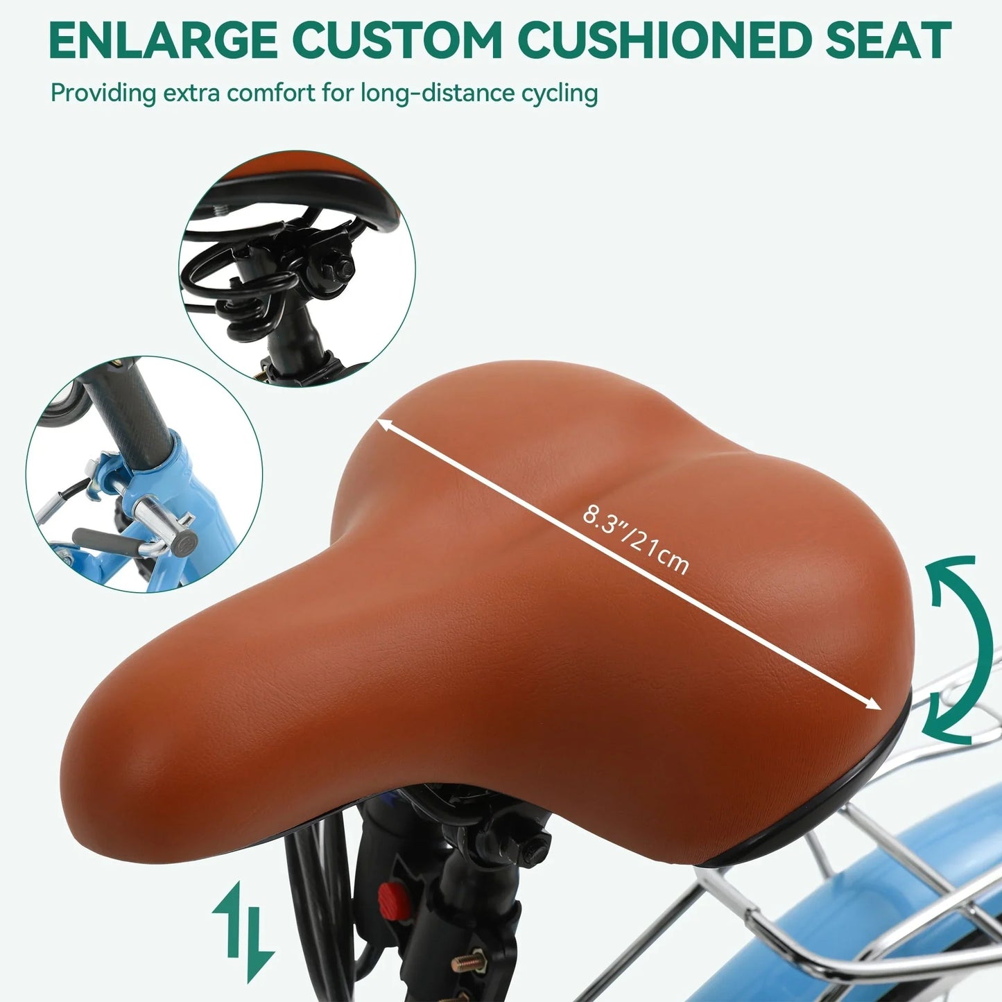 Moasis24/26 Vélo Cruiser 7 Vitesses, Vélo à Cadre Bas Ajustable, Vélo de Ville, Bicyclette