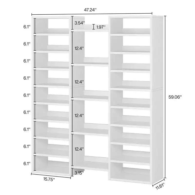 MAYEERTY Grand range-chaussures blanc à 14 niveaux et 23 étagères, organiseur de chaussures vertical d'une capacité de 46 paires pour petits espaces