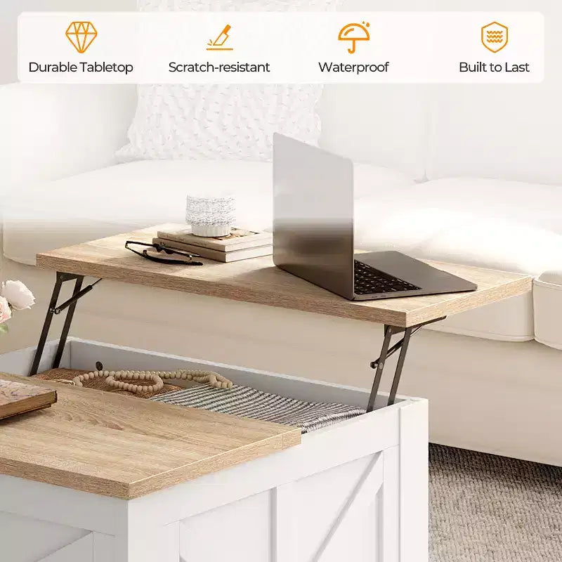 Table basse relevable en bois Yaheetech avec compartiments cachés pour salon ou réception