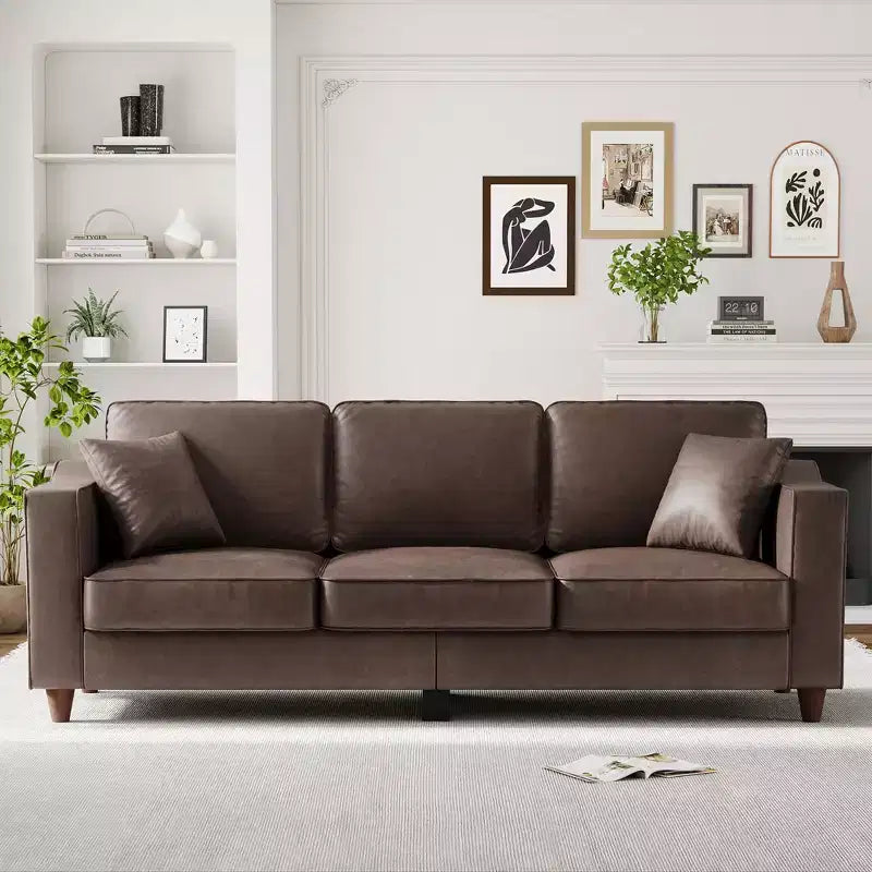Canapé 3 places moderne 85 en similicuir – Canapés profonds avec larges accoudoirs pour salon ou bureau